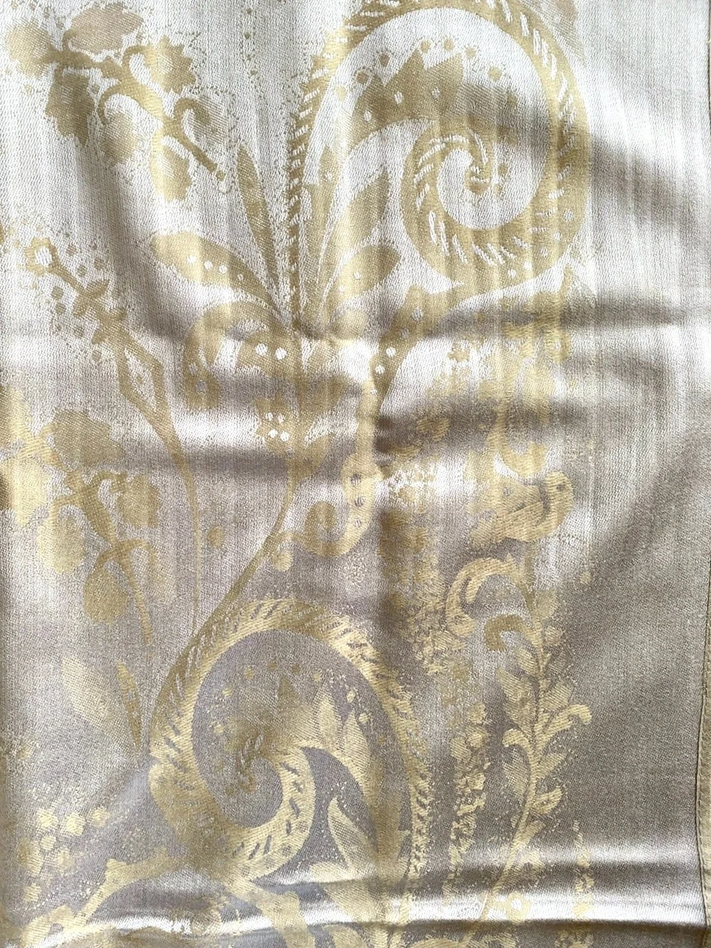 Large Reversible Baroque Paisley Fringe Pashmina Scarf